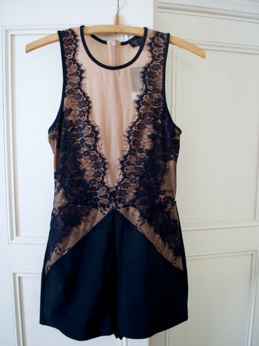 Black nude lace mesh topshop - &,
