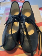 Girls UK 13 Black PU Cuban Heel Tap Dance Shoes Katz Dancewear Lace Up