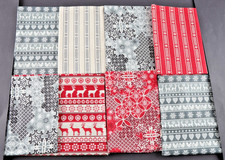 Makower Bundle of 8 Scandi Christmas  Fabrics -  100% Cotton - Lot 4310