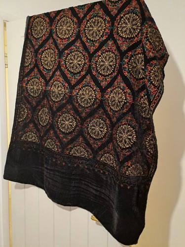 Black embroidered velvet - embroidered,