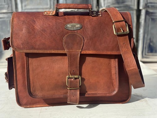 Men leather vintage laptop - men's,