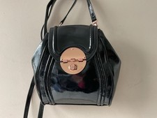 MIMCO real patent leather rose gold small black messenger crossbody shoulder bag
