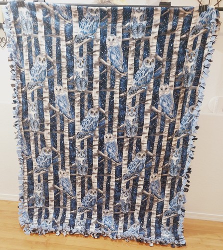 Blanket blue owls - blanket, fleece