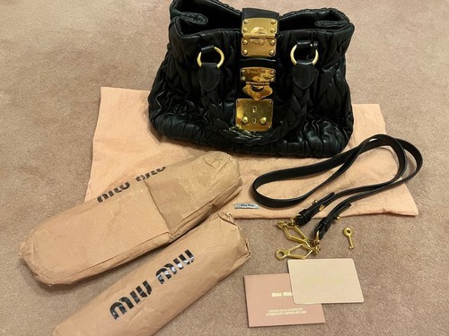 Miu black leather shoulder - black,