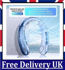 8000mAh USB Neck Fan Portable Bladeless Mini Rechargeable LED Air Cooler - UK