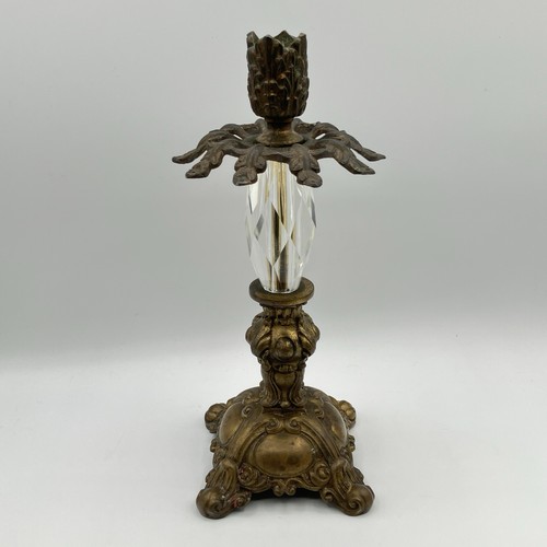 Vintage brass crystal candle - vintage,