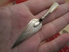 Antique Silver Mother Of Pearl Trowel Bookmark Page Marker CRISSFORD & NORRIS