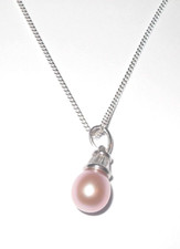 Diamonique and Pearl Necklace & Chain Sterling Silver. QVC