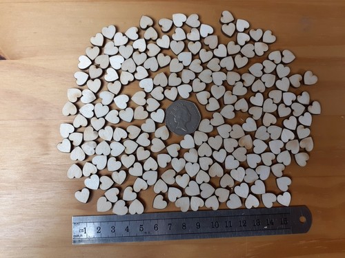 200x mini wooden heart shapes - wooden,