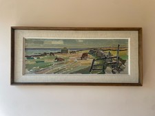 Original Swedish vintage “GRAZING COW”  framed oil painting signed & dated 1957