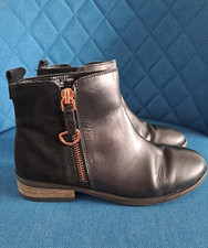 Next girls black leather boots size UK 1