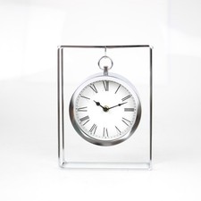 25cm Silver Hanging Mantel  Table Clock Metal Chrome Frame Modern Home Decor