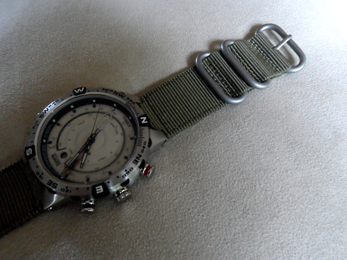 Green nylon military watch - military,