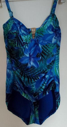 Blue green leaf - blue, print