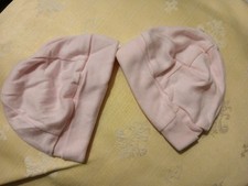 BMWOT - 2 x NEWBORN BABY GIRL SOFT COTTON BEANIE HATS - PINK