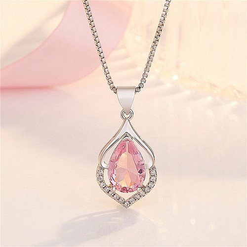 Pink crystal stone pendant - crystal,