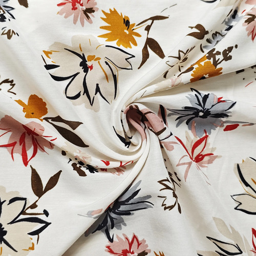 White floral silk - 39'',