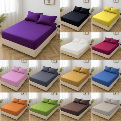 Plain fitted bed sheets - fitted,