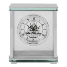 Widdop Silver Mantel Clock with Glass and Skeleton Dial W2842
