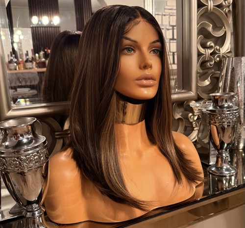 Brown lace front wig - wig, auburn