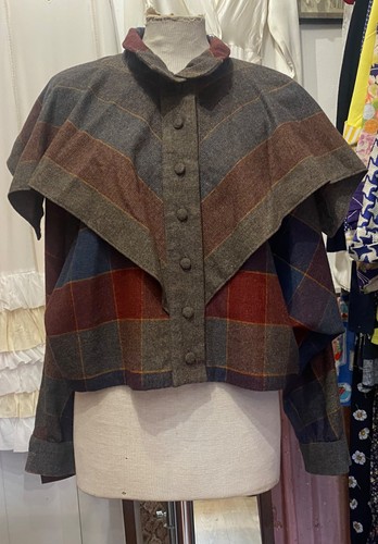 Plaid cape top jacket - plaid, fiona