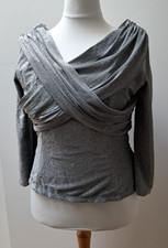 Collectif Vintage Silver Bardot Style Top with scoop neck & swag Size 4XL/22