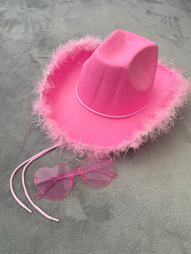 Pink felt cowboy - pink, hat