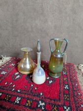 Israeli Neker Glass Bottle Vase Hand Blown Made In Israel Vintage Set Of 3