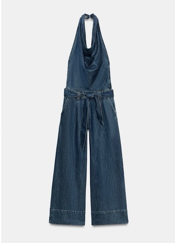 Jumpsuit halter denim with - jumpsuit,