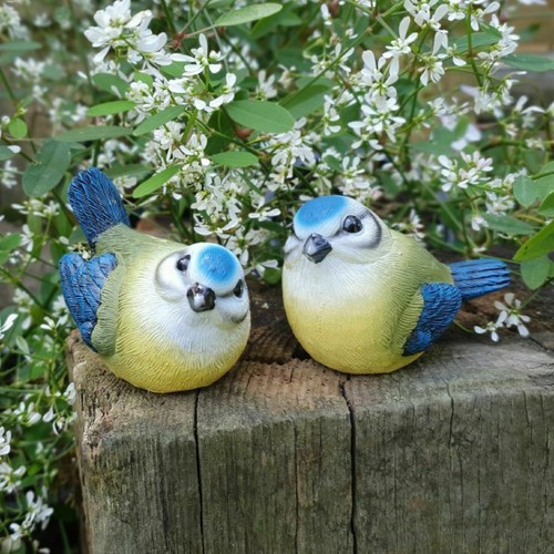 Pair blue tit statues - of, |