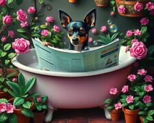 Miniature Pinsher in Bath metal sign, Miniature Pinscher Plaque