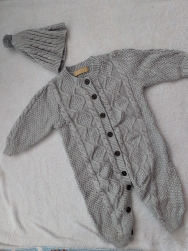 Grey cable knit romper - cable,