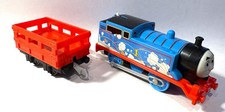 Trackmaster Thomas the Tank Engine and truck. Battery operated. With smoke logo