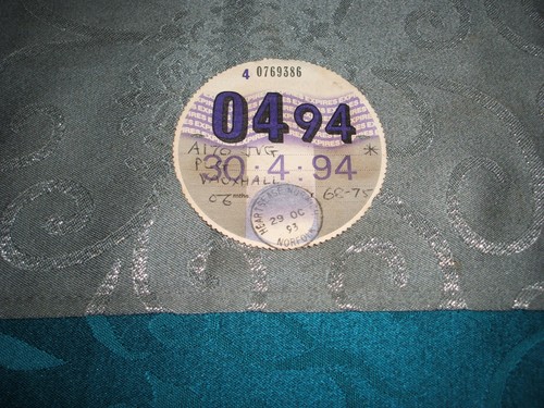 Tax disc 94 used - tax, 94..used..