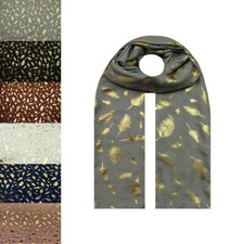 Gold Feather Printed Fashion Scarf Wrap Stole Autumn Winter Warm Christmas Gift