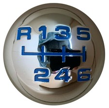 CHROME 6spd BLUE gear knob for