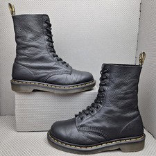 Dr Martens 1490 Pascal Boots UK 6 Women's Soft Black Leather High Calf 10 Hole