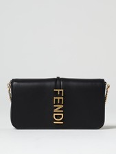 FENDI FENDIGRAPHY BLACK CHAIN WALLET SHOULDER CROSSBODY BAG
