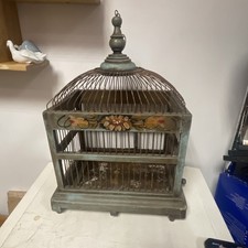 Beautiful Ornate Antique Bird Cage Wood Wire Vintage