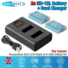 2x 1600mAh 3.7V NB-13L Battery