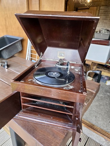 Hmv 1930s brown wooden - wooden, cabinet