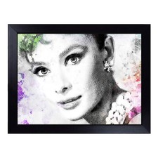 Audrey Hepburn Abstract Art Lap Tray Cushioned Bean Bag Padded TV Dinner Desk