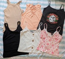 6x Vests Size 10-12 UK Womens Tops BUNDLE Job Lot, Tank Tops Primark H&M Boohoo