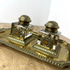 Antique Brass & Glass Double