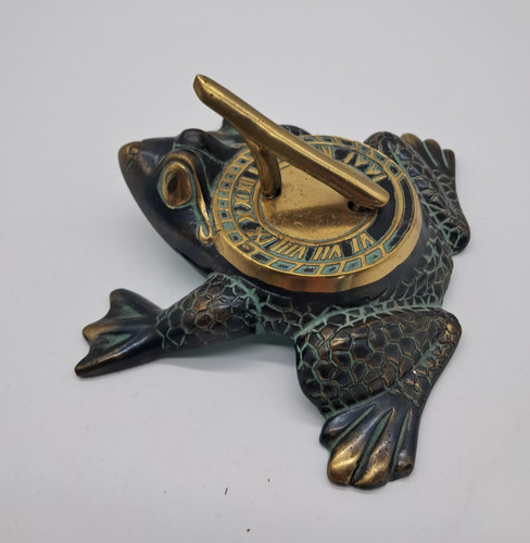 Vintage verdigris brass frog - verdigris,