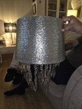 BHS Chandelier Ceiling Light Glass Silver Glitter 