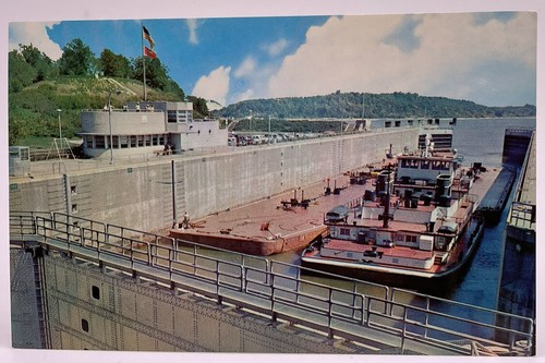 River barge passing through - passing,