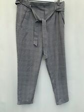 Trousers Zara size Eur M black white dog tooth W32" L26" belt womens 