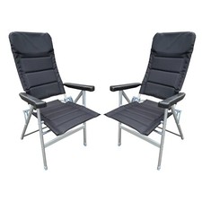 2 x Reclining Padded Deluxe Aluminium Folding Chair caravan fishing garden