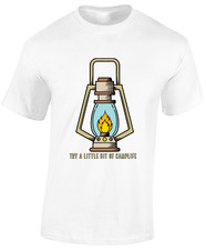 TRY A LITTLE BIT OF CAMP LIFE MENS T SHIRT CAMPING CAMPER VAN TENT DESIGN TOP